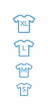 image of 4 tshirt size options